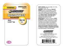 Jandorf 16-14 Ga. Uninsulated Wire Male Disconnect Silver 5 pk