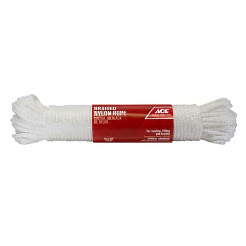 Ace 1/4 in. D X 100 ft. L White Solid Braided Nylon Rope - Ace