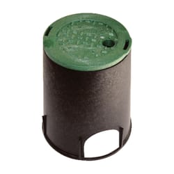 NDS 8-3/8 in. W X 9-1/16 in. H Round Valve Box with Overlapping Cover Black/Green