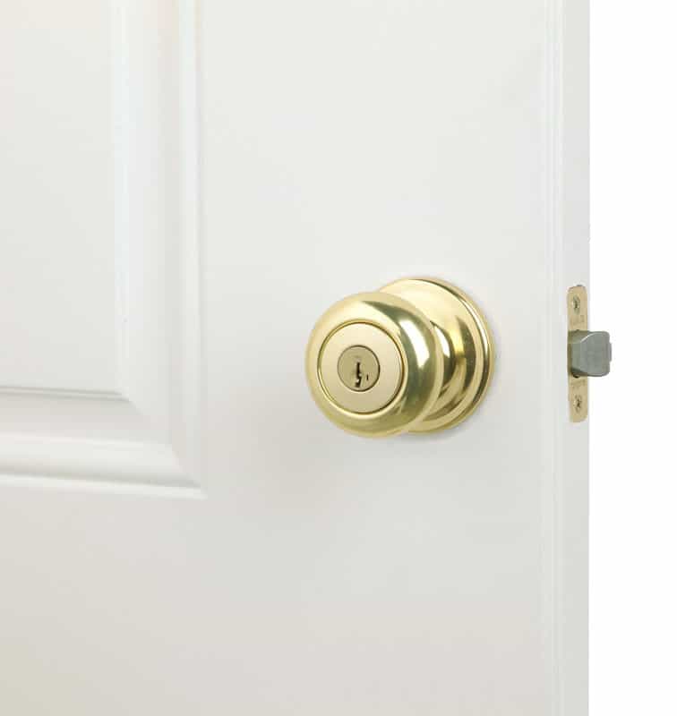 Kwikset SmartKey Security Juno Polished Brass Entry Lockset ANSI/BHMA