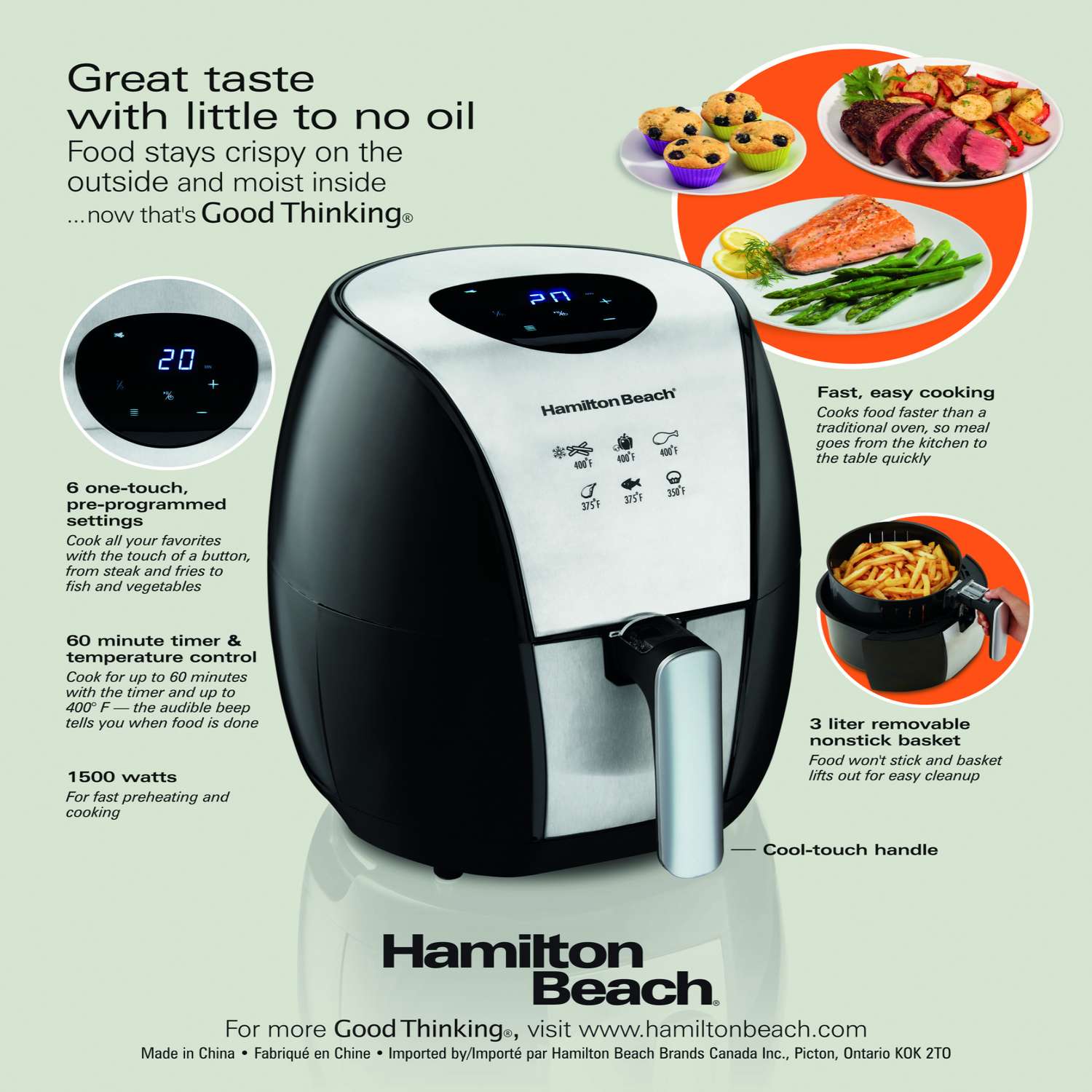 Hamilton Beach Black Silver 3.4 qt Programmable Digital Air Fryer Mfr 35065 Ace Hardware