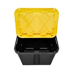 Greenmade Pro. Grade 12 gal Black/Yellow Snap Lock Storage Box 14.7 in. H X 15 in. W X 20.5 in. D St