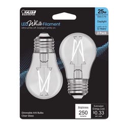 Feit White Filament A15 E26 (Medium) Filament LED Bulb Daylight 25 Watt Equivalence 2 pk