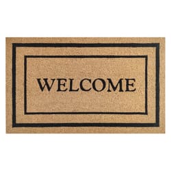 First Concept 18 in. W X 30 in. L Black/Brown Welcome Coir Door Mat