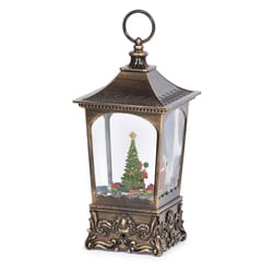 Roman Confetti Lite Multicolored Musical Swirl Lantern Santa with Train Table Decor 6.88 in.