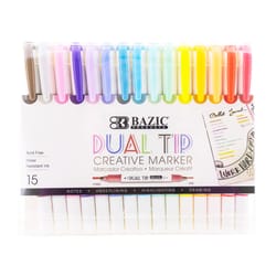 Bazic Products Assorted Fine and Chisel Tips Markers 15 pk