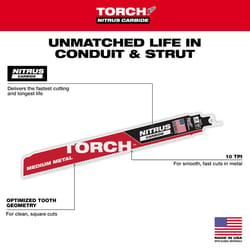 Milwaukee Torch 9 in. Nitrus Carbide Reciprocating Saw Blade 10 TPI 1 pk