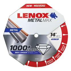 Lenox MetalMax 14 in. D X 1 in. Diamond/Metal Cut-Off Wheel 1 pc