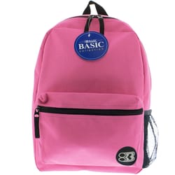 Bazic Products Basic Collection Pink Backpack 16 in. H X 5 in. W