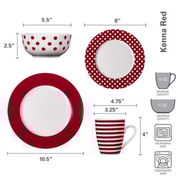 Pfaltzgraff Red Stoneware Kenna Dinnerware Set 16 pc