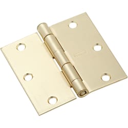 National Hardware 3-1/2 in. L Satin Brass Door Hinge 3 pk