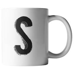 El Arroyo 12 oz Black/White BPA Free Marquee Letter S Mug