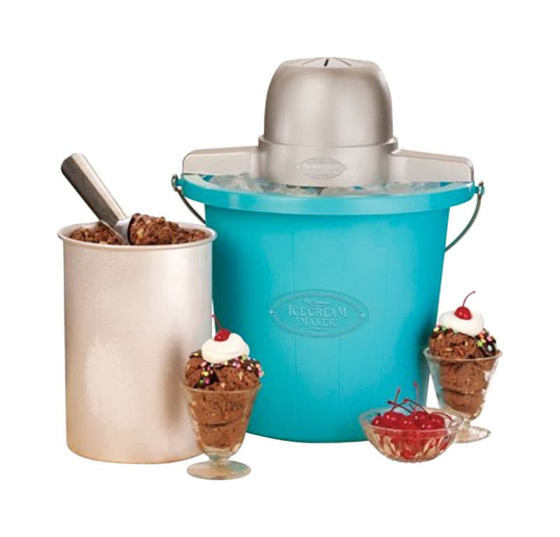 Nostalgia Blue 4 qt Ice Cream Maker 16.25 in. H X 13 in. W X 12.25 in. L Sansujyuku sansujyuku.com