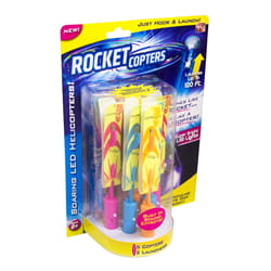 Rocket Copters Slingshot LED Launching Helicopters Plastic Assorted 5 pc