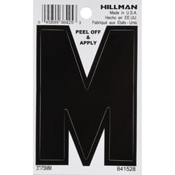 Hillman 3 in. Black Vinyl Self-Adhesive Letter M 1 pc