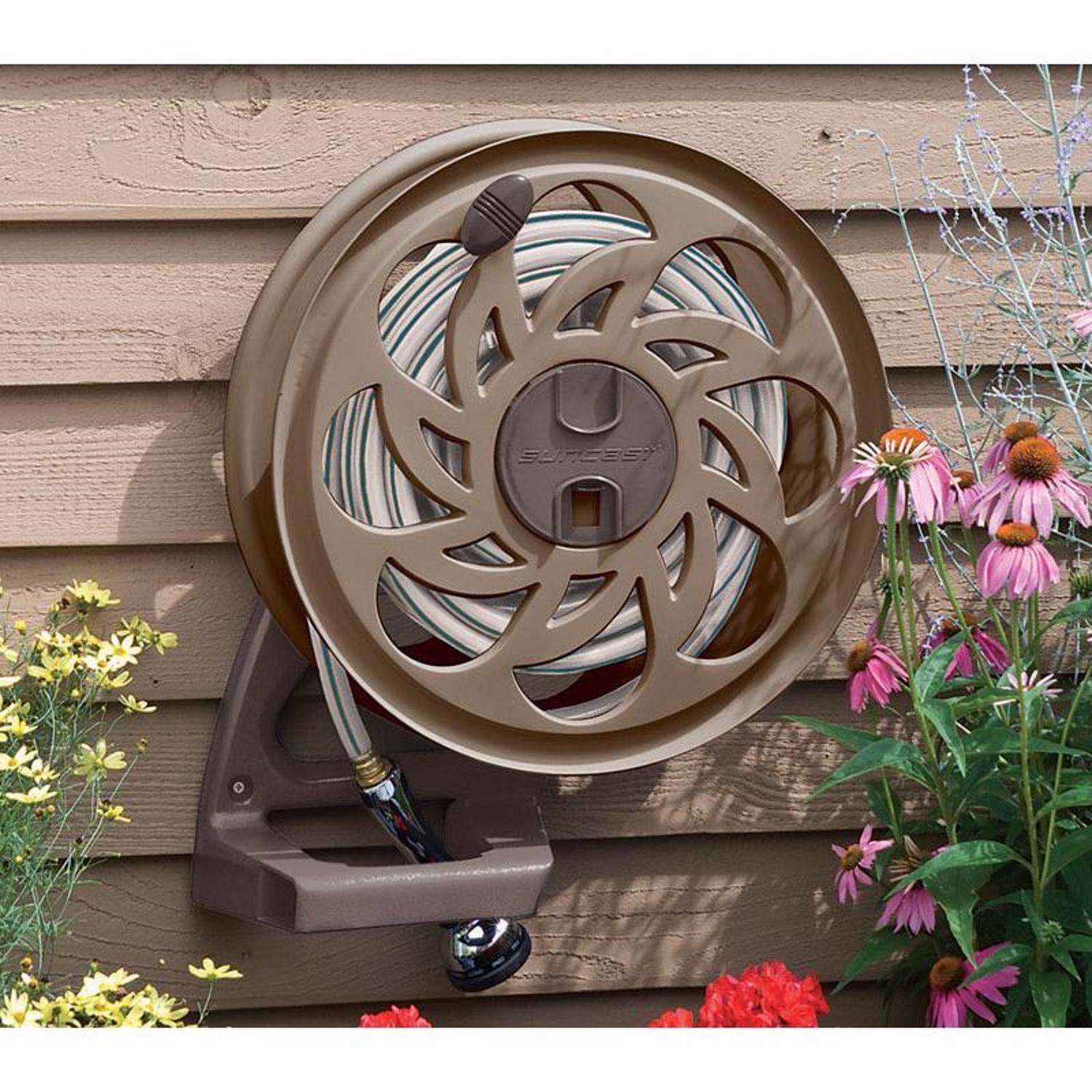 Garden Hose Reel Cart Small,Outdoor Portable Car Wash Hose Storage Rack,  Household Mini ABS Hose Cart with Water Gun, Gardening Watering Set (Color  