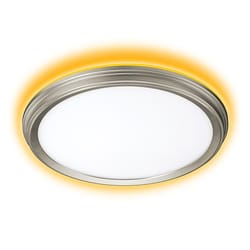 ETI 1.7 in. H X 11 in. W X 11 in. L Brushed Nickel White LED Ceiling Light Fixture with Nightlight