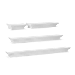 Melannco 5.12 in. H X 4.33 in. L White Wood Ledge Shelf Set