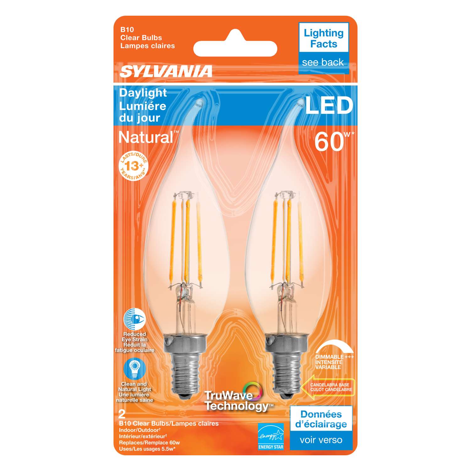 Sylvania Natural B10 E12 (Candelabra) LED Bulb Daylight 60 Watt