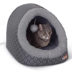 K&H Pet Prodcuts Gray Polyester Thermo-Pet Cave Heated Pet Bed 13 in. H X 17 in. W X 15 in. L