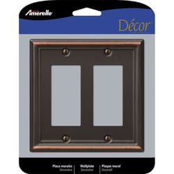 Amerelle Chelsea Aged Bronze 2 gang Stamped Steel Decorator Wall Plate 1 pk