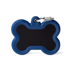 MyFamily Hushtag Black/Blue Bone Aluminum Dog Pet Tags Medium