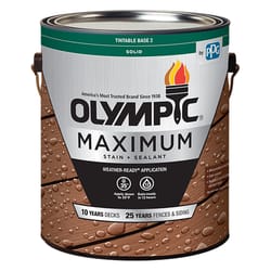 Olympic Maximum Solid Tintable Semi-Gloss White Base 2 Acrylic Latex Stain and Sealant 1 gal