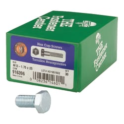 HILLMAN M12-1.75 mm D X 25 mm L Heat Treated Steel Hex Head Cap Screw 30 pk