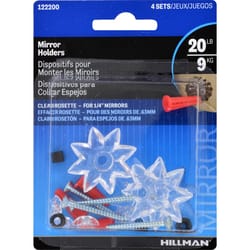 HILLMAN Plastic Coated Clear Heavy Duty Mirror Holder 20 lb 4 pk