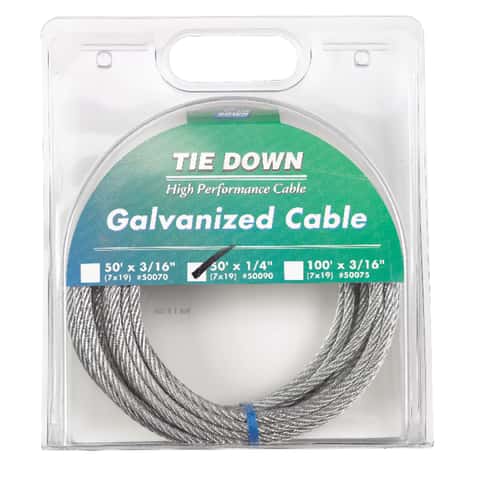 Tie Down Engineering Galvanized Galvanized Steel 1/4 in. D X 50 ft. L Aircraft Cable Tie Down Engineering Galvanized Galvanized Steel 1/4 in. D X 50 ft. L Aircraft Cable