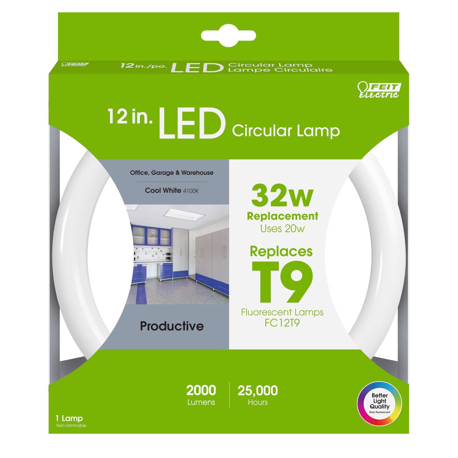 Photos - Light Bulb WATT Feit Plug & Play T9 Cool White 12 in. G10Q Circular LED Bulb 32  Equiv 