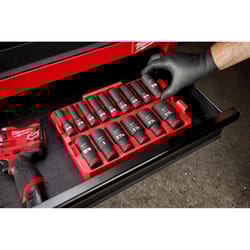 Milwaukee SHOCKWAVE 1/2 in. drive SAE 6 Point Impact Rated Socket Set 15 pc