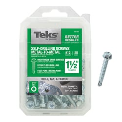 Teks No. 12 in. X 1-1/2 in. L Hex Hex Washer Head Sheet Metal Screws 80 pk