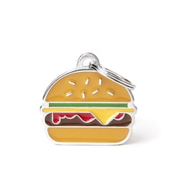 MyFamily Food Brown Burger Aluminum Dog Pet Tags Medium