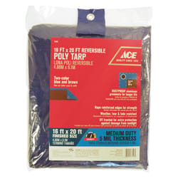 Ace 16 ft. W X 20 ft. L Medium Duty Polyethylene Tarp Blue/Brown