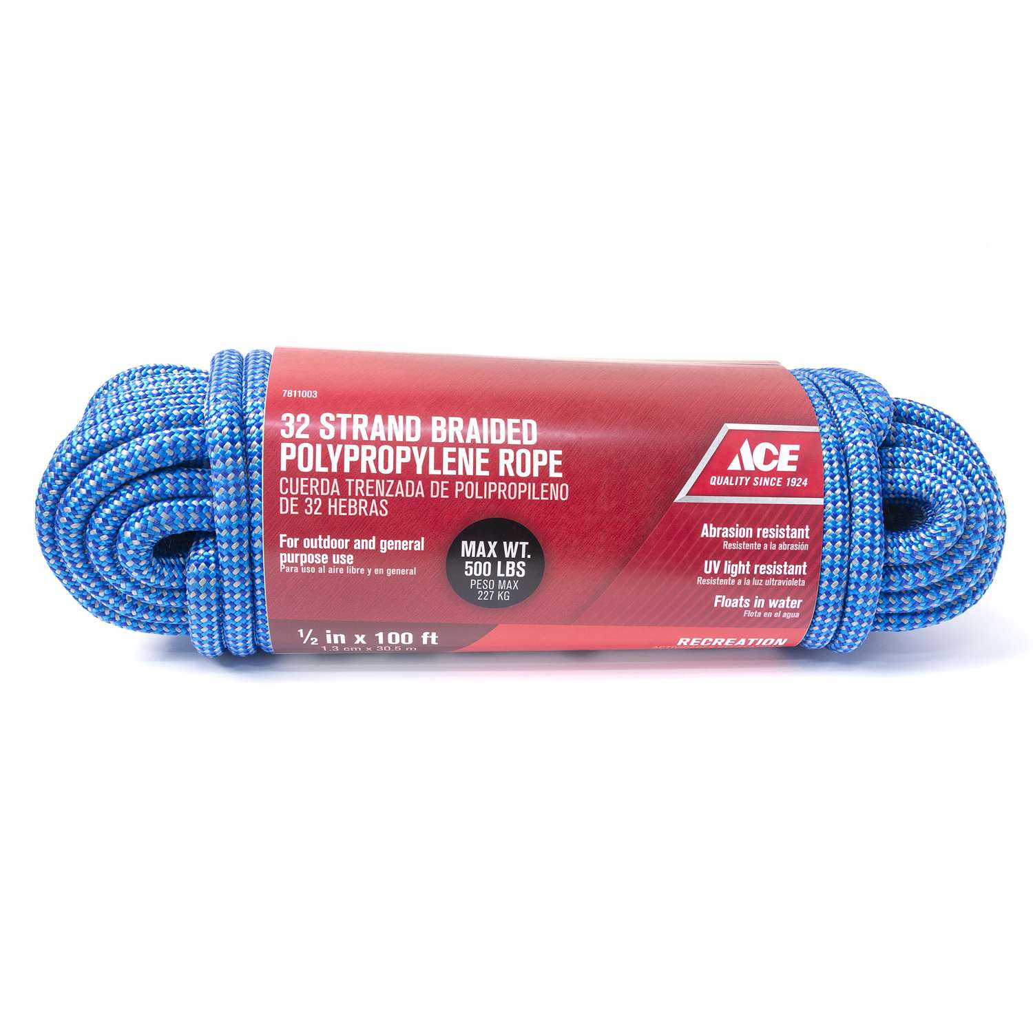 Ace 1/2 in. D X 100 in. L Blue Diamond Braided Poly Rope Ace 1/2 in. D X 100 in. L Blue Diamond Braided Poly Rope
