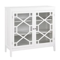 Linon Home Decor 36 in. H X 38 in. W X 15 in. D White Wood Cabinet