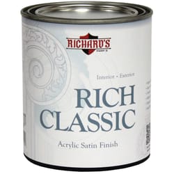 Richard's Paint Rich Classic Satin White Base Interior/Exterior Paint Exterior and Interior 1 qt