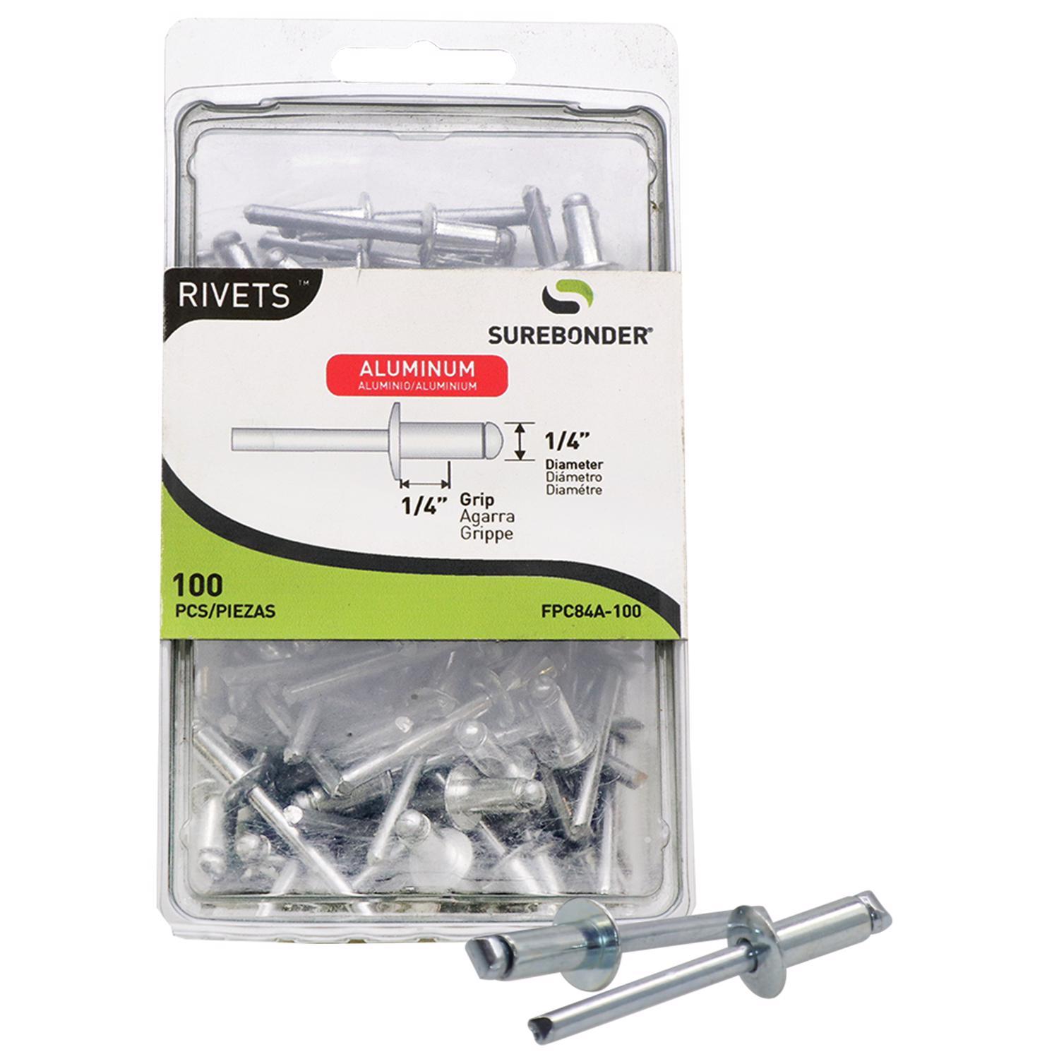 Surebonder 1/4 in. D X 1/4 in. Aluminum Rivets Silver 100 pk