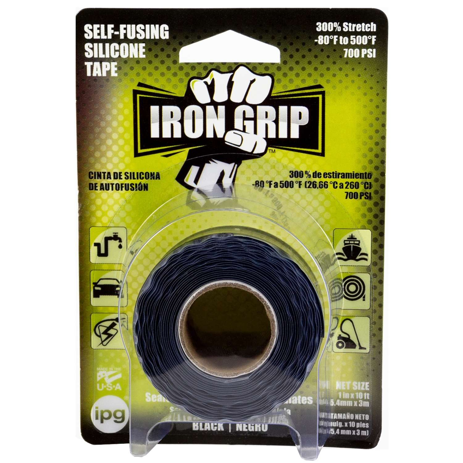 IPG Iron Grip 1 in. W X 10 ft. L Black Silicone SelfSealing Tape Ace