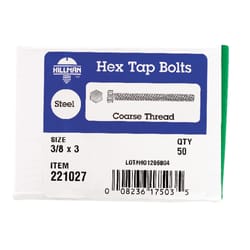 HILLMAN 3/8 in. D X 3 in. L Zinc Plated Steel Hex Tap Bolt 50 pk