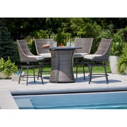 Living Accents Verona 5 pc Black Steel High Dining Fire Pit Set