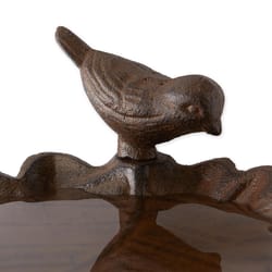 Zingz & Thingz Bronze Cast Iron 29 in. Elm Leaf Bird Bath