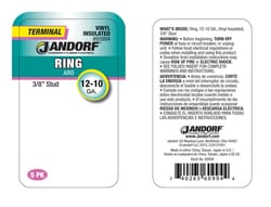 Jandorf 12-10 Ga. Insulated Wire Terminal Ring Yellow 5 pk