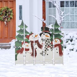 Glitzhome Multicolored Iron 41.5 in. H X 32.5 in. L X 0.25 in. W Snowman Yard Stake