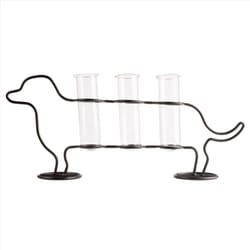 Kikkerland Glass/Iron Dog Planter Black