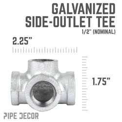 STZ Industries 1/2 in. FIP each X 1/2 in. D FIP 1/2 in. D FIP Galvanized Malleable Iron Side Out Tee