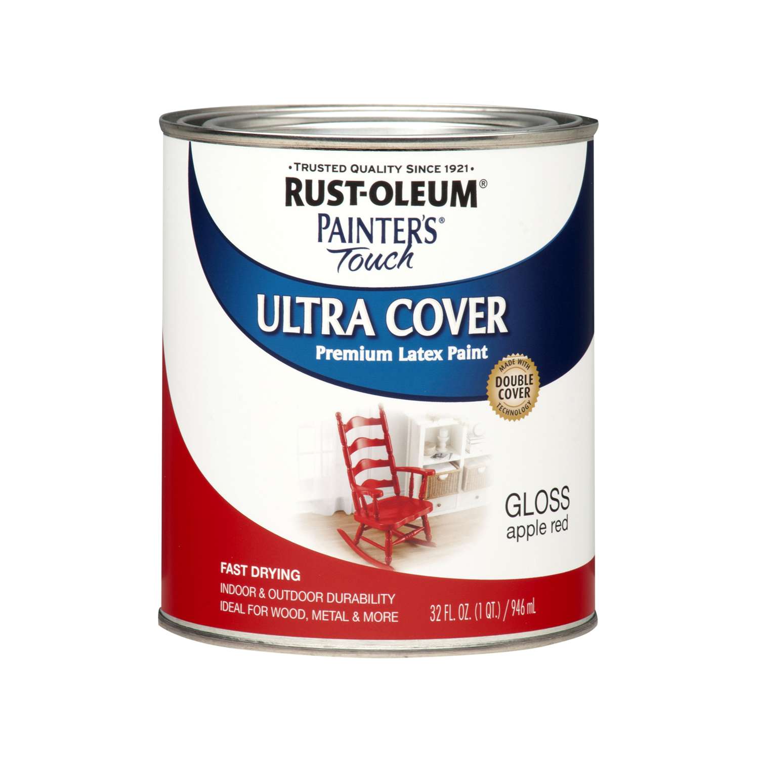 RustOleum Painters Touch Ultra Cover Gloss Apple Red WaterBased Paint Exterior and Interior