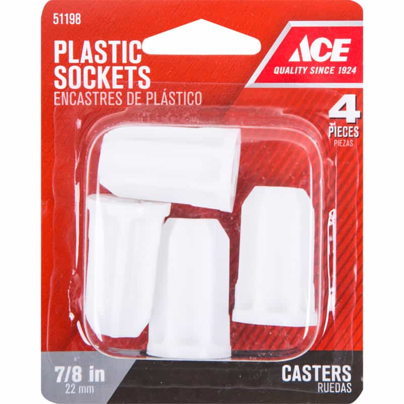 Ace 5/16 in. Dia. Plastic Caster Socket 4 pk Ace Hardware