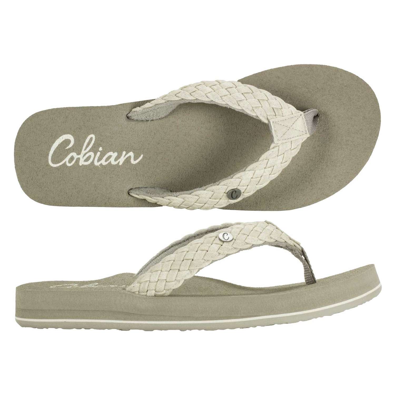 Cobian Braided Bounce Women's Flip-Flops 8 US Cream - Ace Hardware